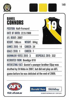 2011 Herald Sun AFL  #149 Daniel Connors Back